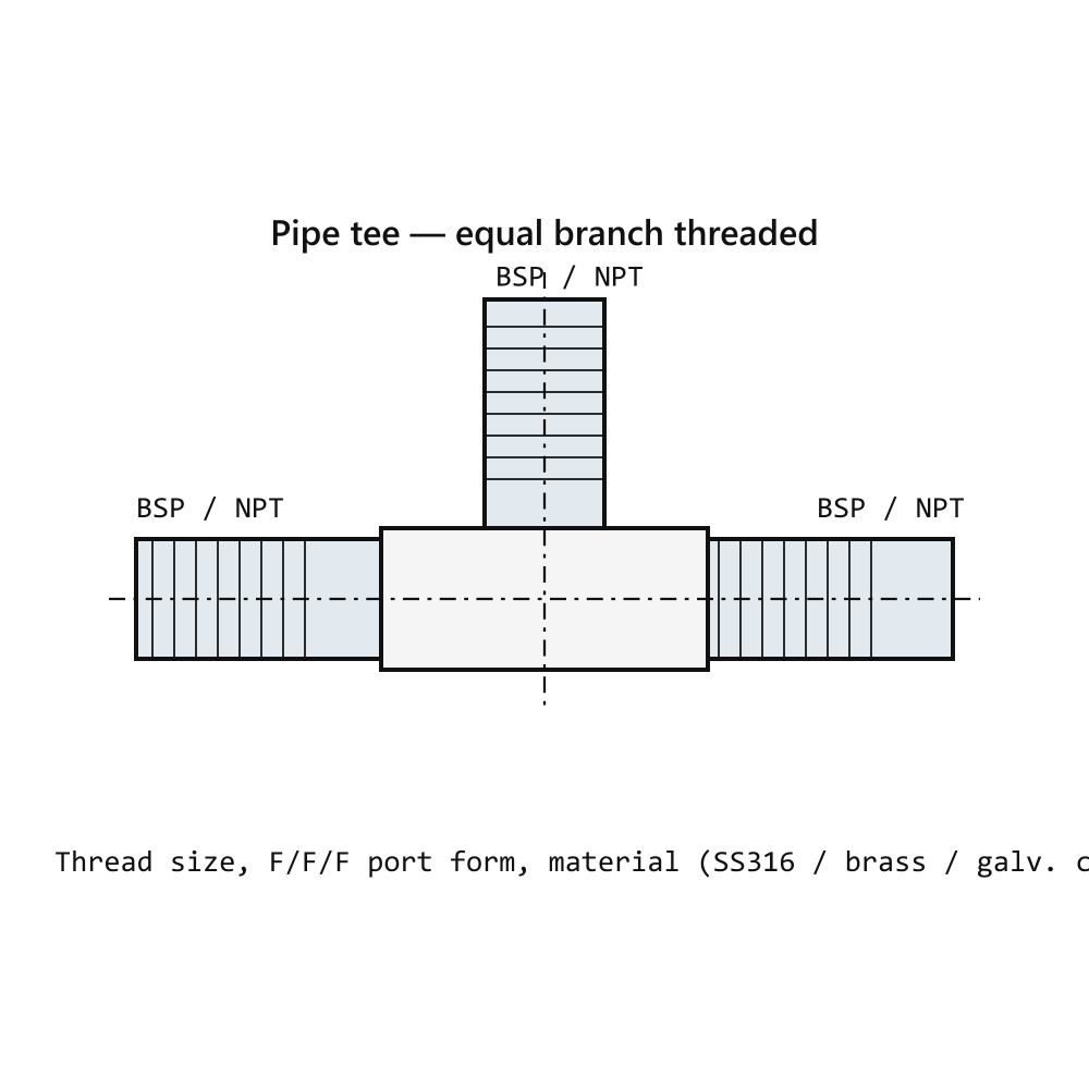 Galvanised Steel Inspection Tee 20 mm — BS 4568