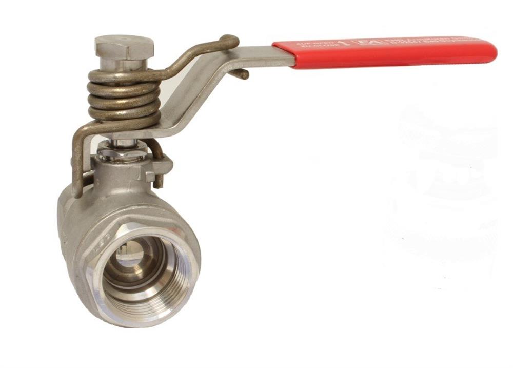 Two-Piece Ball Valve, spring-return socket/socket, acid-resistant, 1/2" x 1/2"