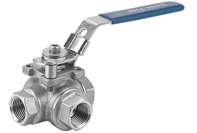 3-Way Ball Valve T-bore 3× SOCKET 316/316/PTFE - 2", 63bar
