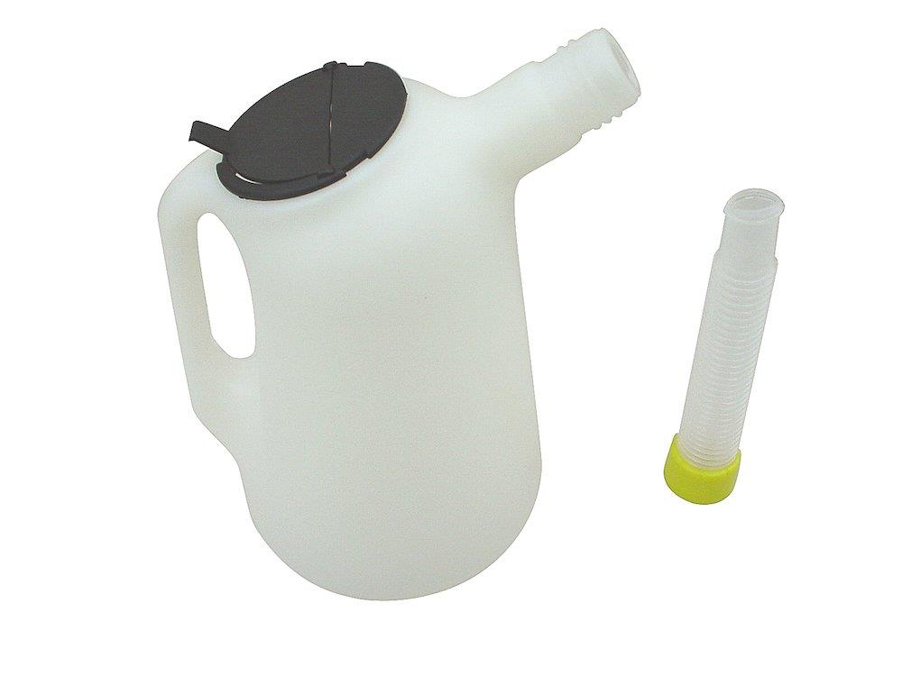 670 Oil Measuring Jug with Flexible Spout and Cap - 1 L White Plastic