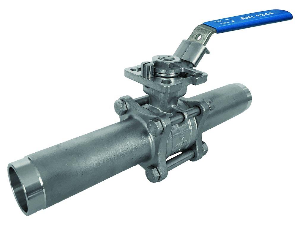 a-collection AVI 1344 Ball Valve 3-Piece long 1.4408/316/PTFE welded/welded - 1", 63bar