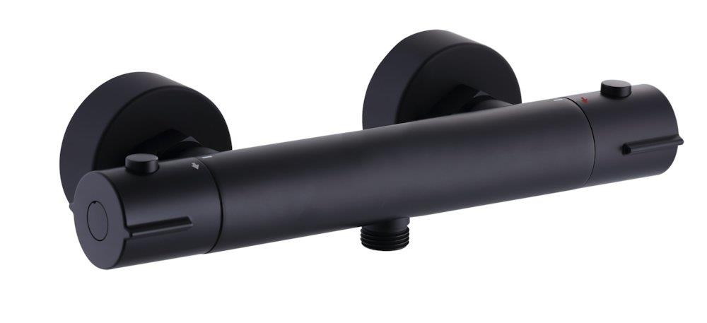 a-collection Azur Thermostatic Shower Faucet - 2 Handles, Matte Black, Downward Outlet