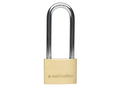 a-collection Padlock with long shackle and 2 keys - 40mm, 6mm, 63mm