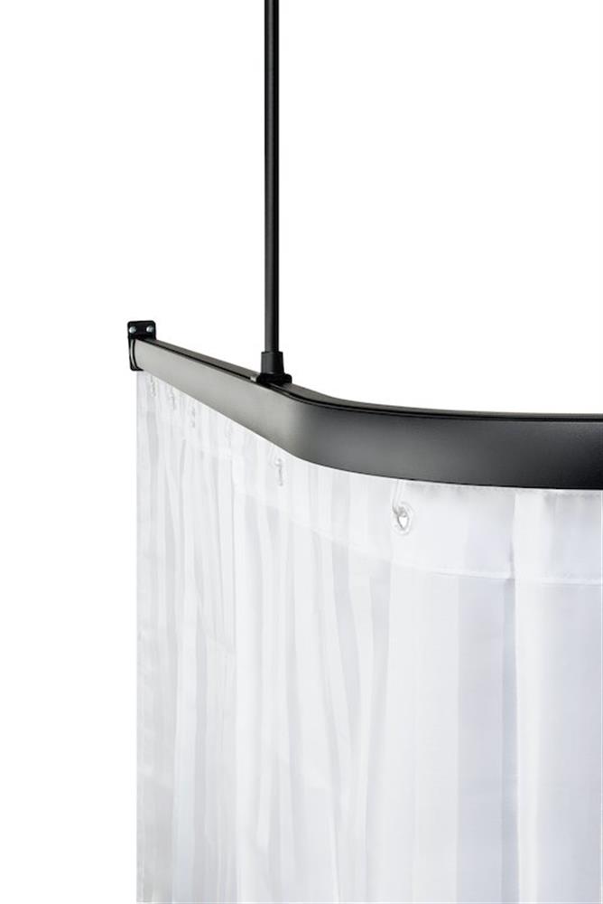 a-collection Stable Shower Curtain Rod with Ceiling Support - Matte Black