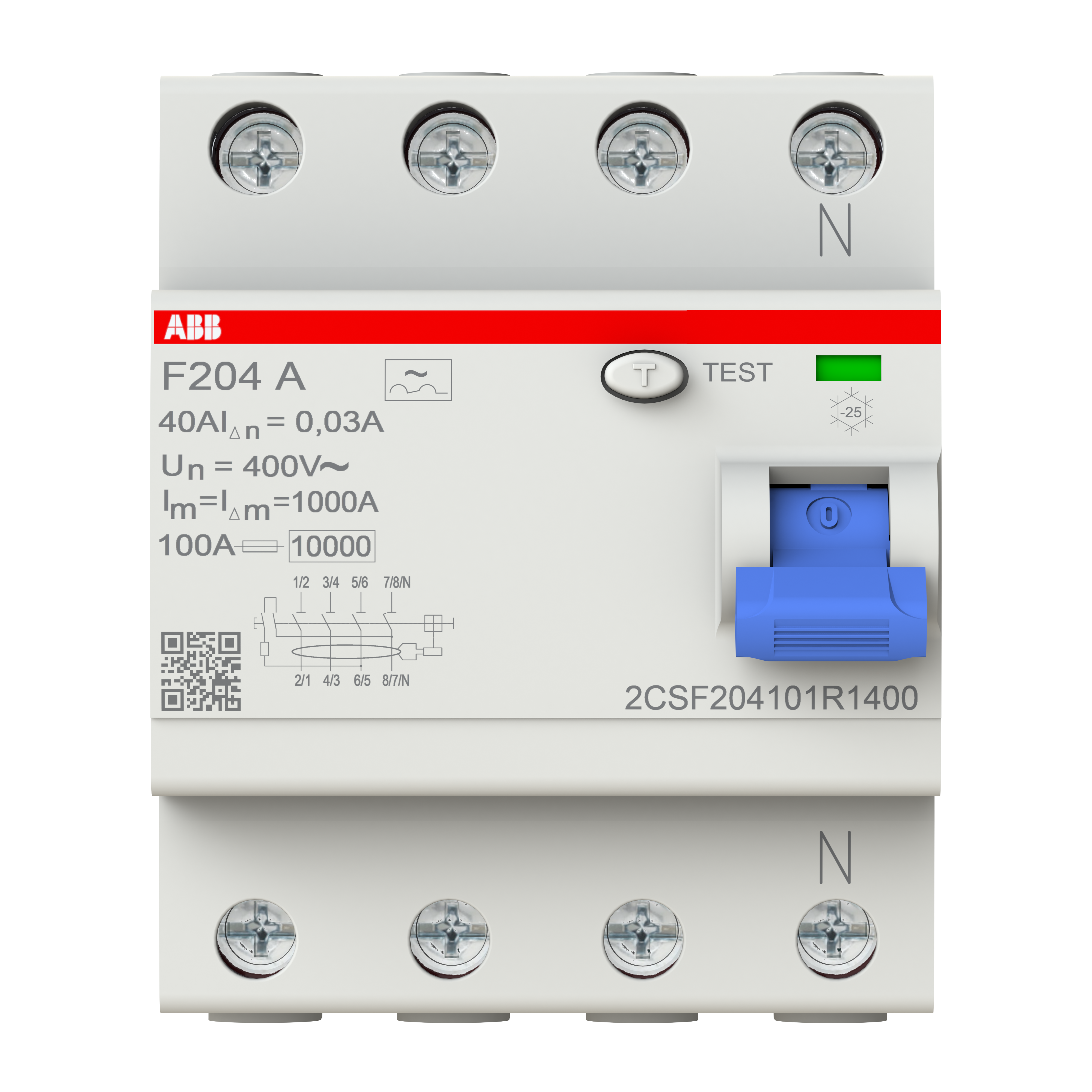 ABB F204 A-40/0.03 RCCB 4P 40A 30MA Type A
