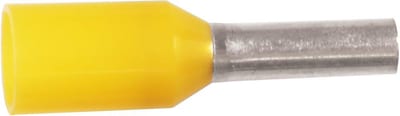 Abiko KA1-10ETW Terminal Tube - 1 mm², Insulated, PA-Cu ( Polyamide / copper ), yellow