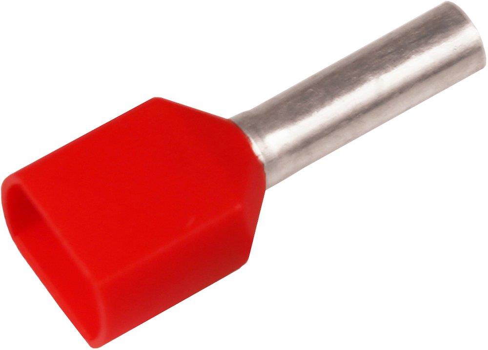 Abiko KA1,5-8ETW2 TWIN Terminal Tube - 2 x 1,5 mm², Insulated, PP-Cu ( Polypropylene / copper ), red