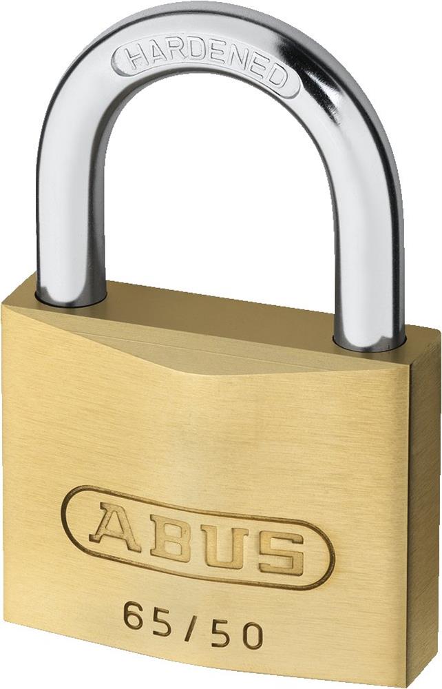 Abus 65 Padlock with bright chrome hardened steel shackle - 50mm, 7.5mm, 29mm, 28mm