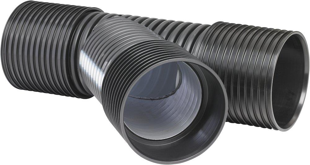 Uponor IQ Branch pipe with 3 sockets and sealing rings PP black - 340mm, 300mm, 45°
