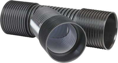 Uponor IQ Branch pipe with 3 sockets and sealing rings PP black - 340mm, 300mm, 45°