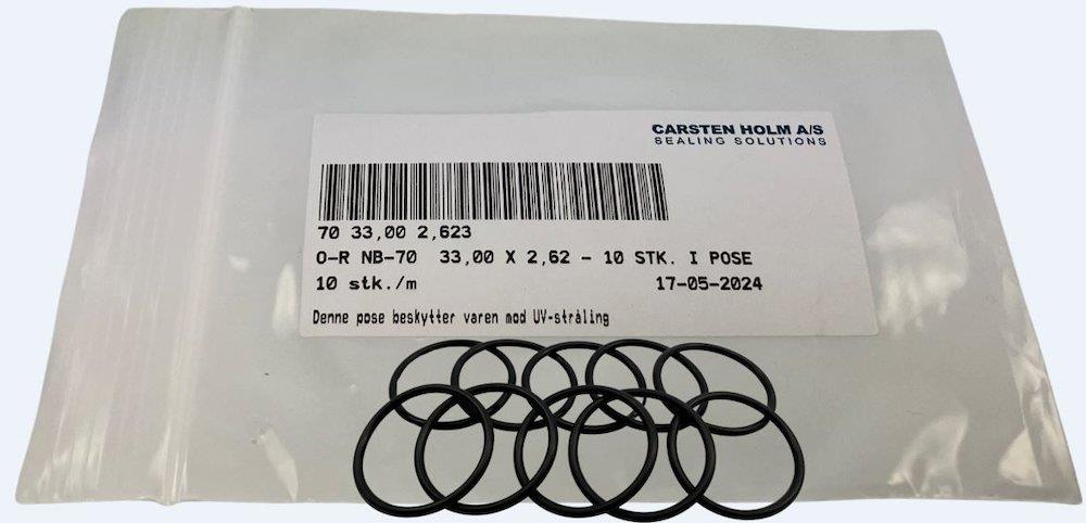 O-ring NBR (nitrile) - 33mm, Shore 70, 2,62mm, 10PCS
