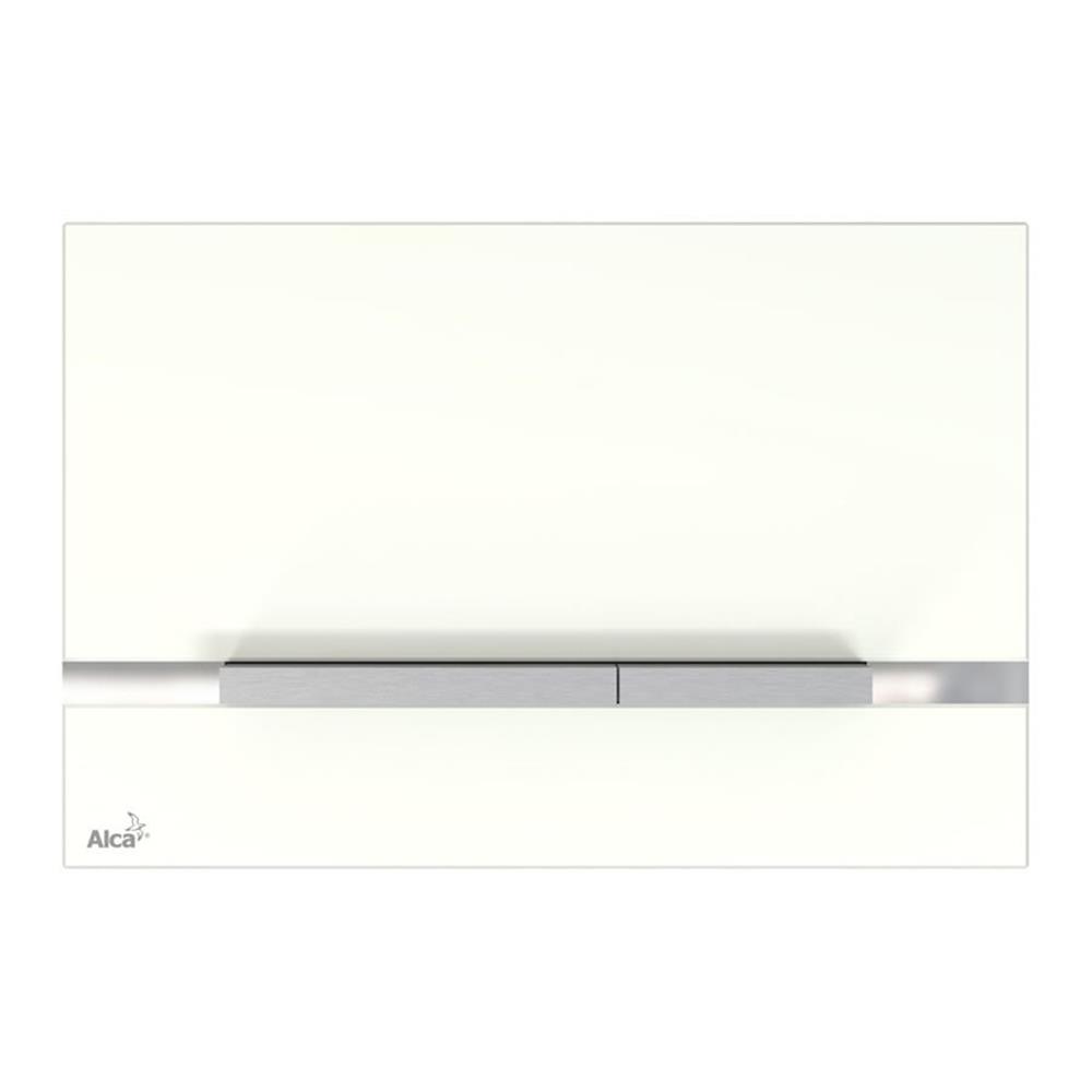 ALCAPLAST Stribe-GL 1200 Cistern Operating Plate - front actuation, chrome / white, dual-flush