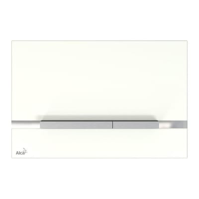 ALCAPLAST Stribe-GL 1200 Cistern Operating Plate - front actuation, chrome / white, dual-flush