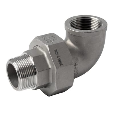 Angle Union acid-resistant coupling/nipple - 3/8", coupling, BSPP, 3/8", Nipple, BSPT