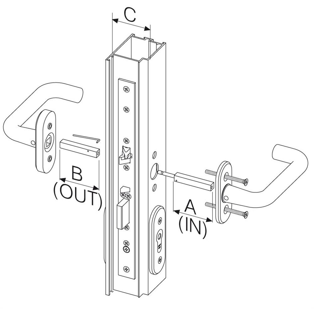ASSA ABLOY Split Door Handle Spindle - 47mm, 50mm, 40mm, 54mm
