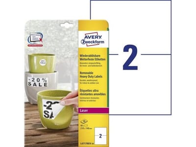 Avery L4717 Label waterproof - 210mm, 148mm, 20PCS