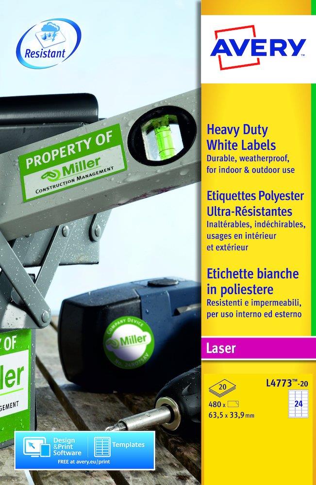Avery L4773-20 Polyester Label