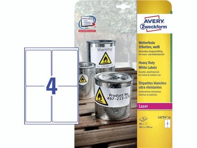 Avery L4774 Label - 139mm, 99.1mm, 80PCS
