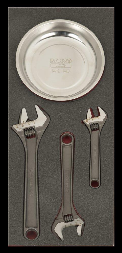 Bahco Fit&Go Tool Assortment adjustable wrenches - 4PCS, 181mm, 445mm, 1/3 drawer