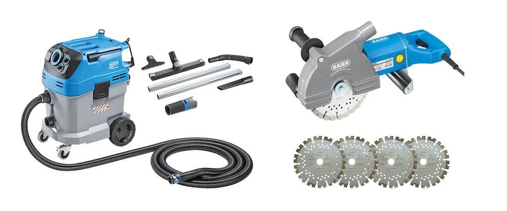 Baier BDN464 Wall Chaser with Four Blades and Vacuum Extraction - 2400 W