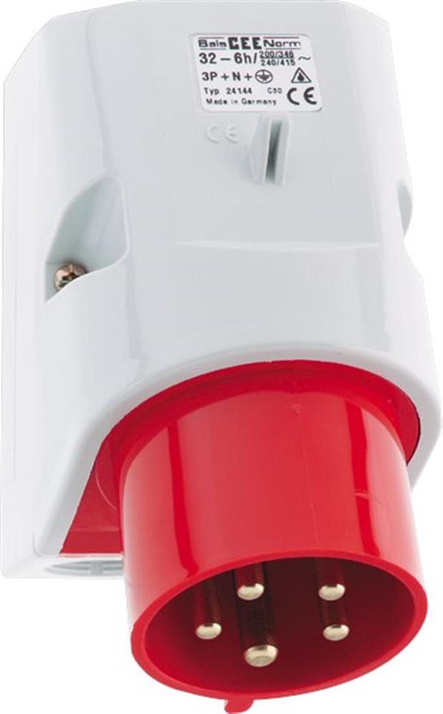 Bals CEE Wall Inlet - 5P, 32A, 380V, H6, red