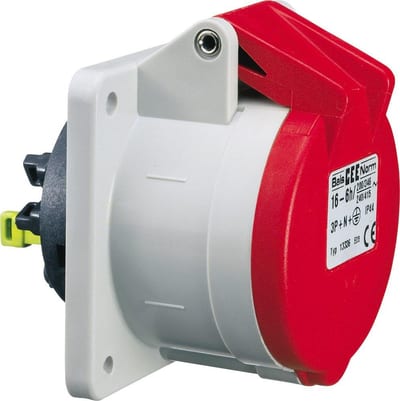 Bals Quick Connect CEE Panel Outlet - 5P, 16A, 380V, H6, red, Straight, 75 x 75mm