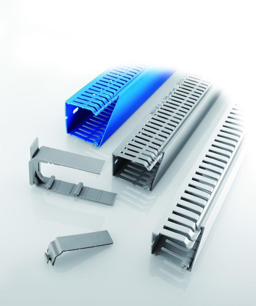 BE-DIN Wire channel slotted - 37.5mm, 37.5mm, 2000mm, grey