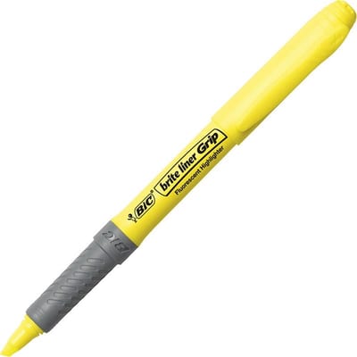 BIC Brite Liner Grip Highlighter - 12PCS, yellow