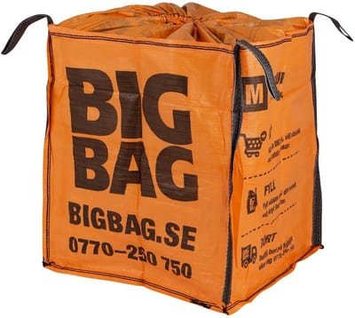 Big bag with 4 loops and lid - Orange/black, 1300kg
