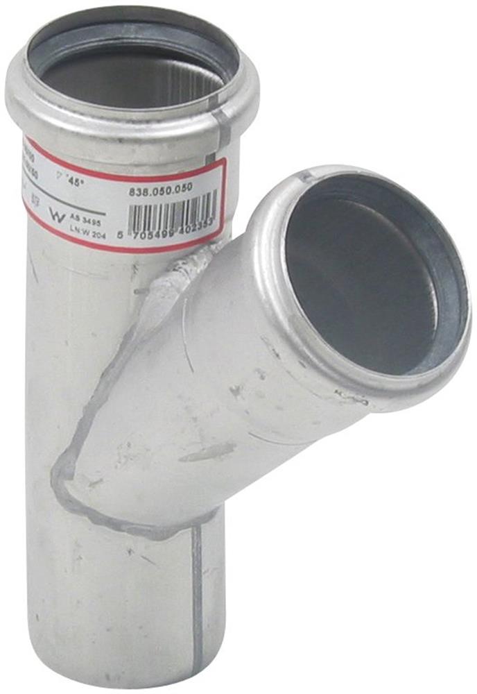 BLÜCHER Branch pipe stainless - 50mm, 50mm, 50mm, 45°