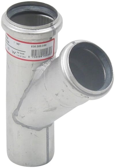 BLÜCHER Branch pipe stainless - 75mm, 75mm, 75mm, 45°