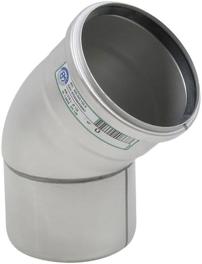 BLÜCHER Europipe Bend stainless - 125mm, 125mm, 45°