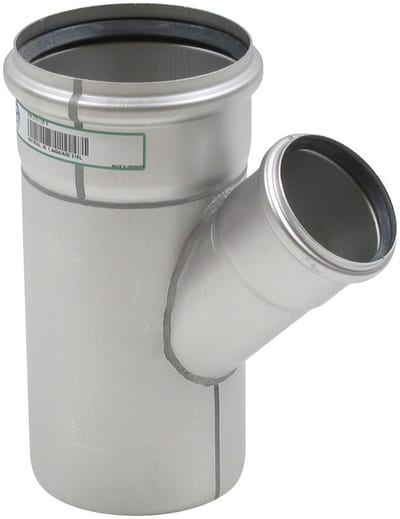 BLÜCHER Europipe Branch pipe stainless - 125mm, 75mm, 45°