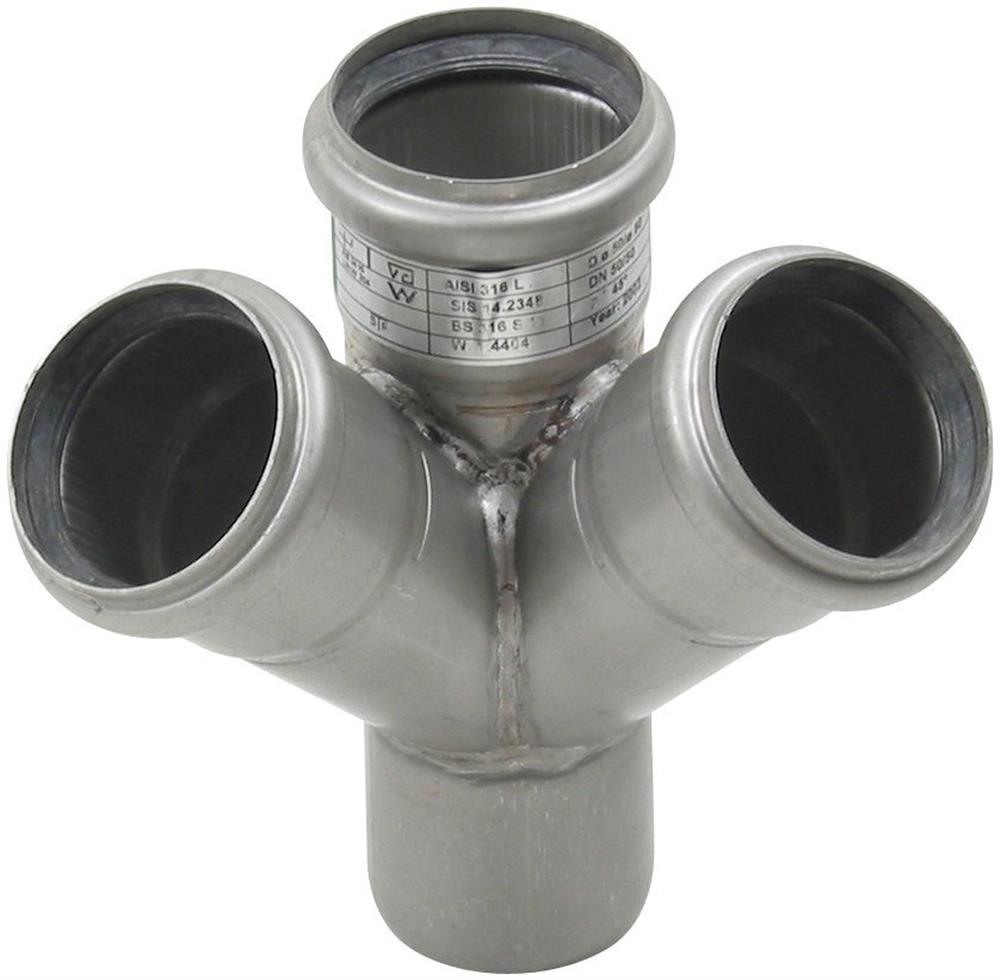 BLÜCHER Europipe Corner Branch Pipe double, angle acid-resistant - 50mm, 50mm, 50mm, 45°