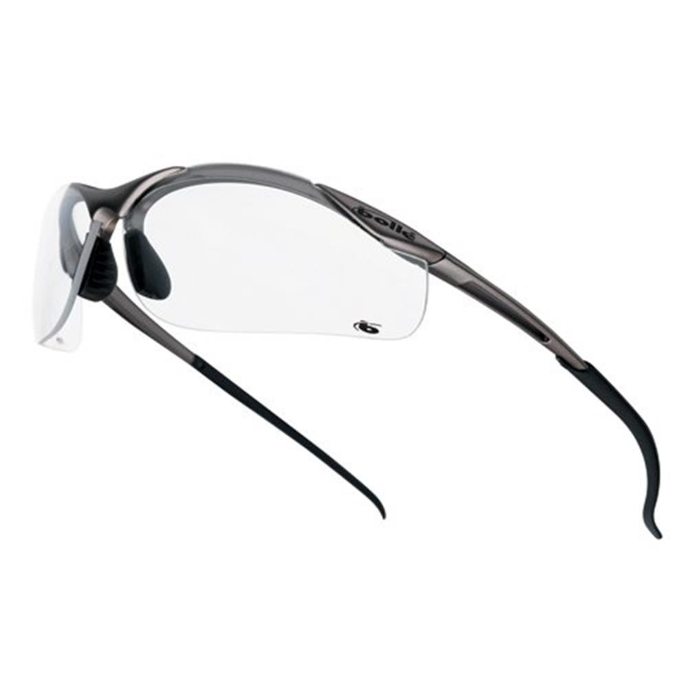 Bollé Contour Safety Glasses - One Size, Clear Lens, Scratch-Resistant