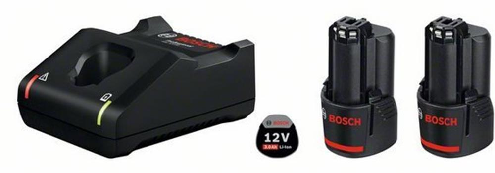 Bosch GBA Battery set w/Charger - 12V, 3AH, 2PCS