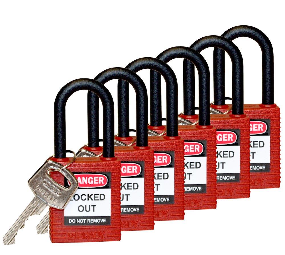 Brady Lockout LOTO-6 Safety Padlock - red