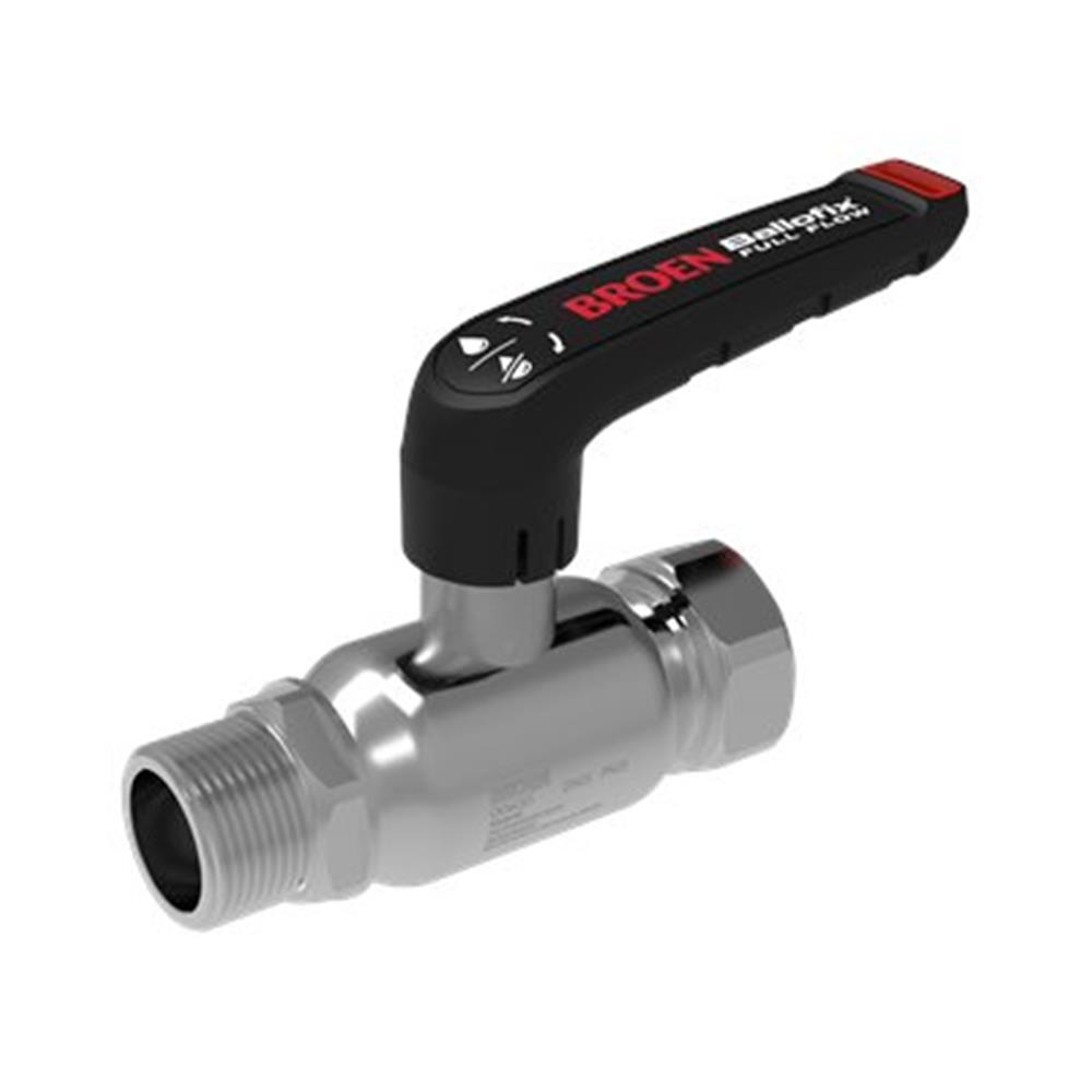 Broen Ballofix Ball Valve low model socket/nipple - Normal, L-handle, Stainless steel, 1", 1"