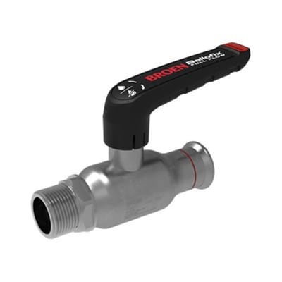 Broen Ballofix Press Ball Valve low model pres/nipple - Normal, L-handle, Galvanised steel, 18mm, 3/4"