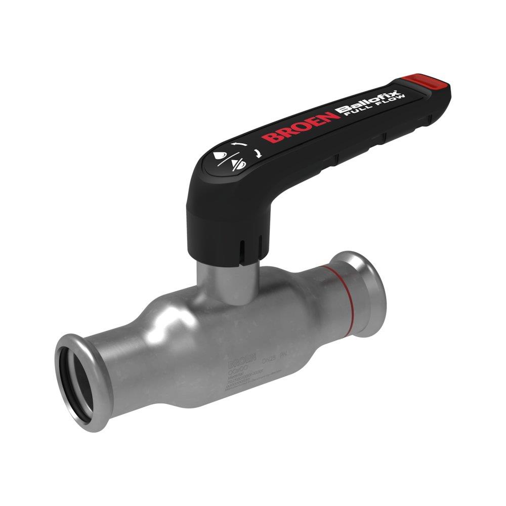 Broen Ballofix Press Ball Valve low model pres/pres - Normal, L-handle, Galvanised steel, 15mm, 15mm