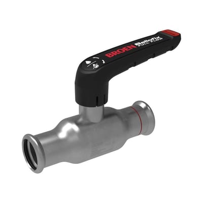 Broen Ballofix Press Ball Valve low model pres/pres - Normal, L-handle, Galvanised steel, 35mm, 35mm