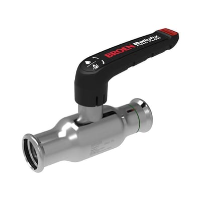 Broen Ballofix Press Ball Valve low model pres/pres - Normal, L-handle, Stainless steel, 54mm, 54mm