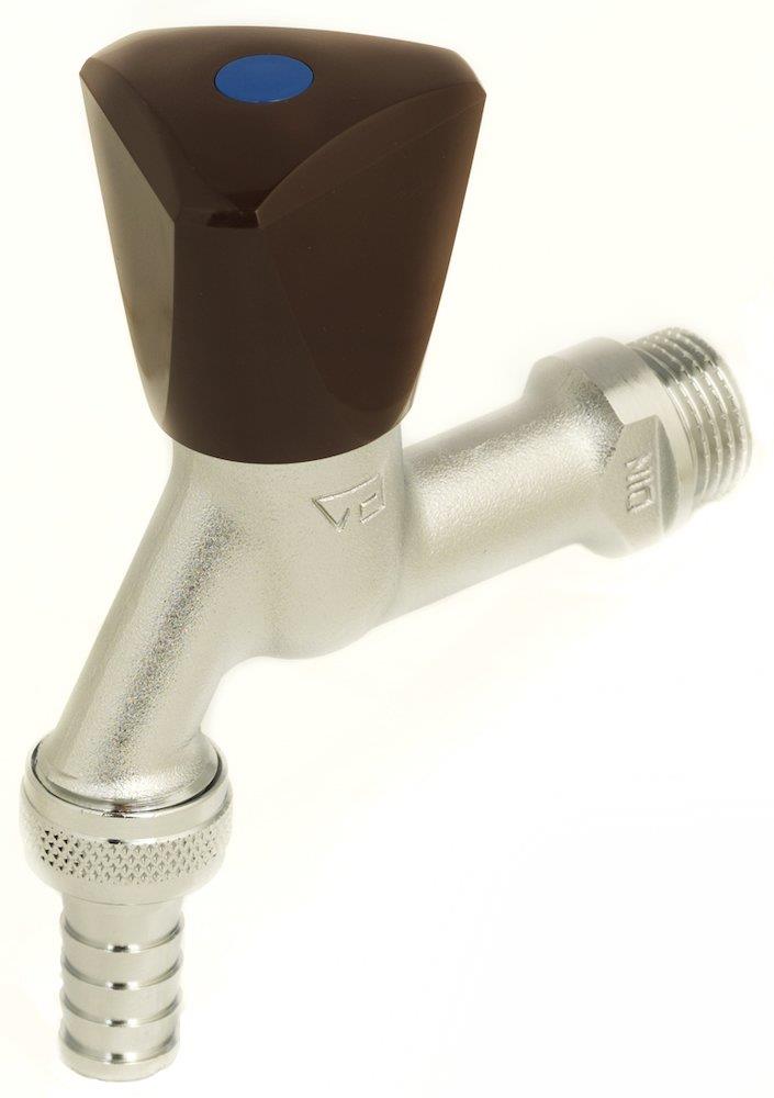 Broen Drain Valve with Crown Handle and Hose Connection - 1/2", Matte Chrome