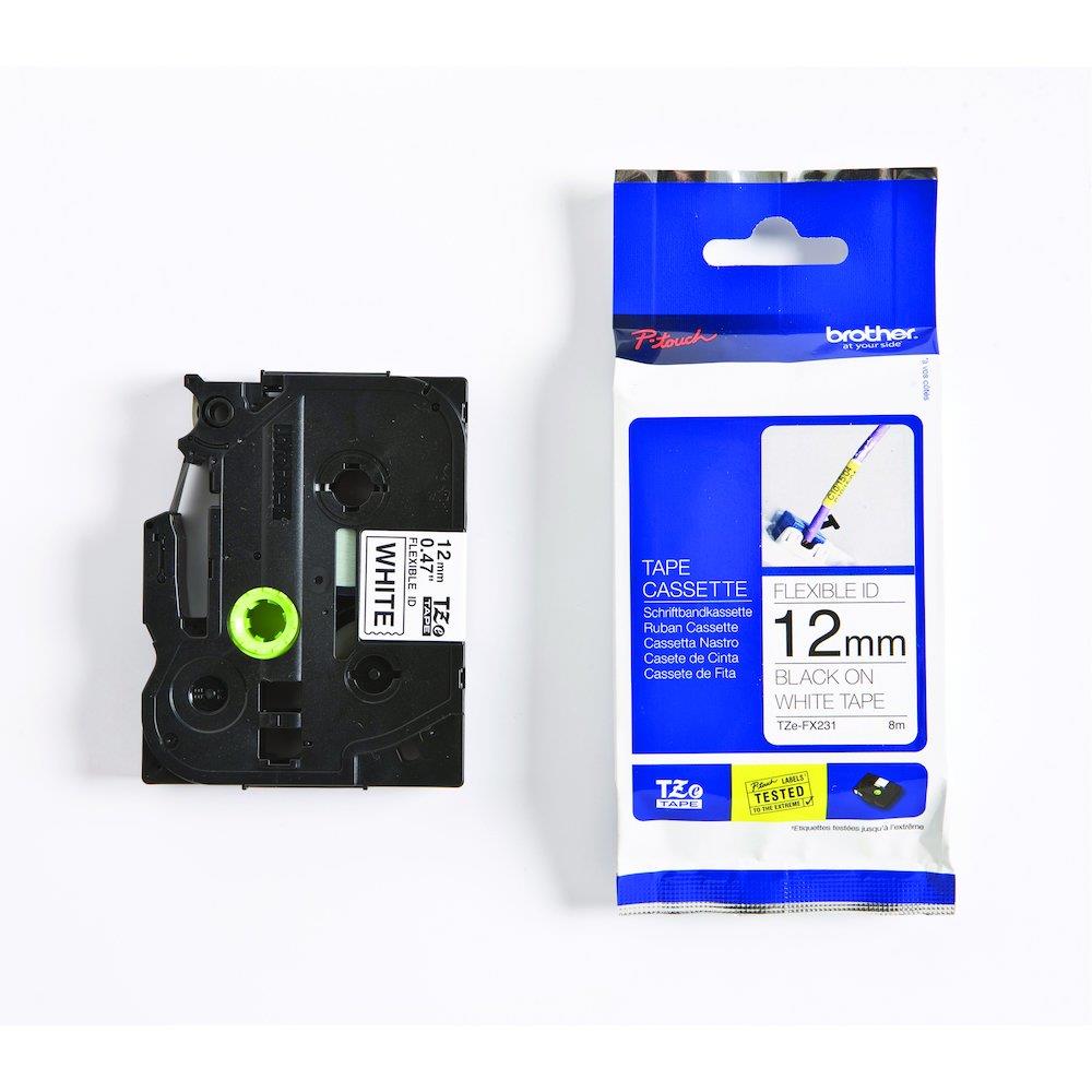 Brother TZE-FX231 Label Tape flexible black/white - 12mm