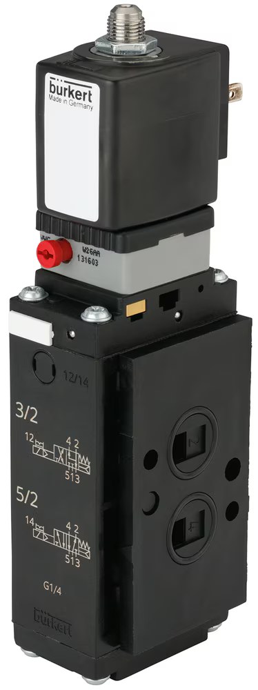Bürkert Solenoid Valve for Pneumatics, 3/2-, 5/2- or 5/3-WAY Pilot-operated
