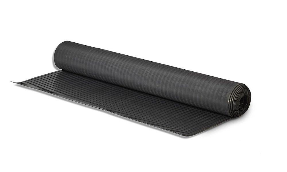 Wide-Ribbed Rubber Matting, Natural Rubber, 1400 mm Wide, 5 mm (05A10A014005)
