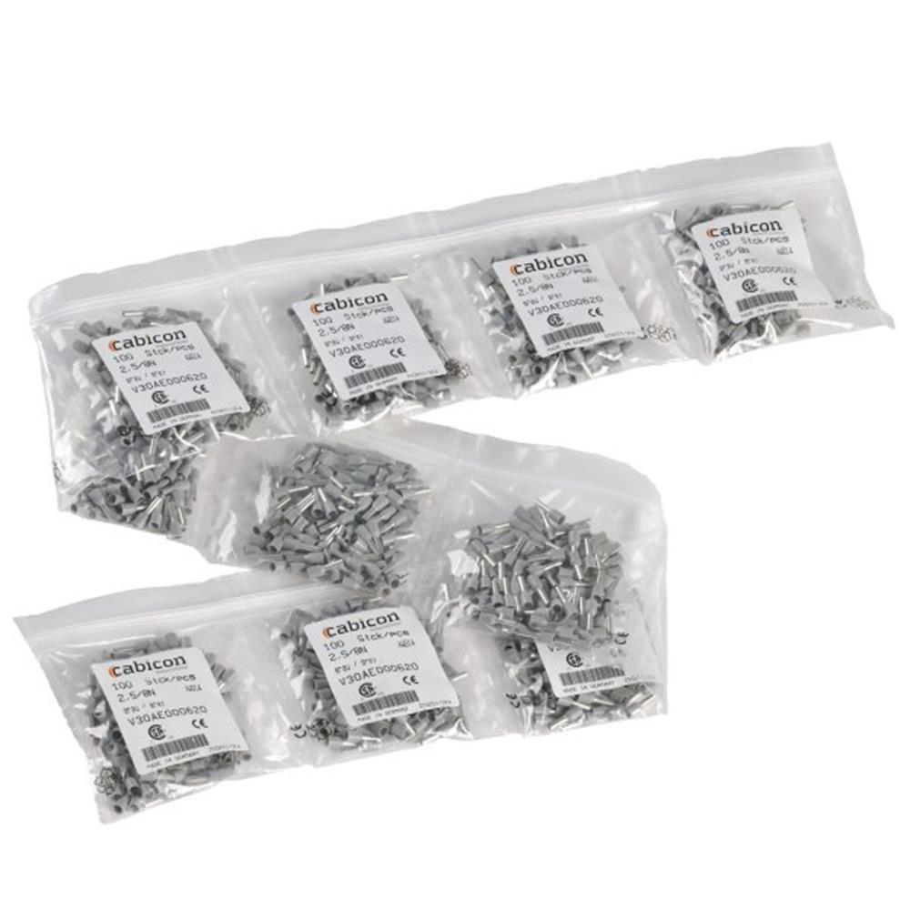 Cabicon TE 2,5 N Terminal Tube - 2,5 mm², Insulated, PP-Cu ( Polypropylene / copper ), grey