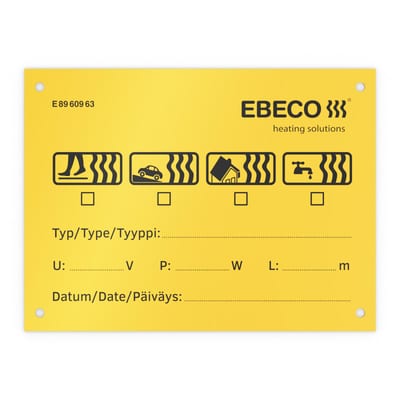 Warning Sign for Heating Cable Installation