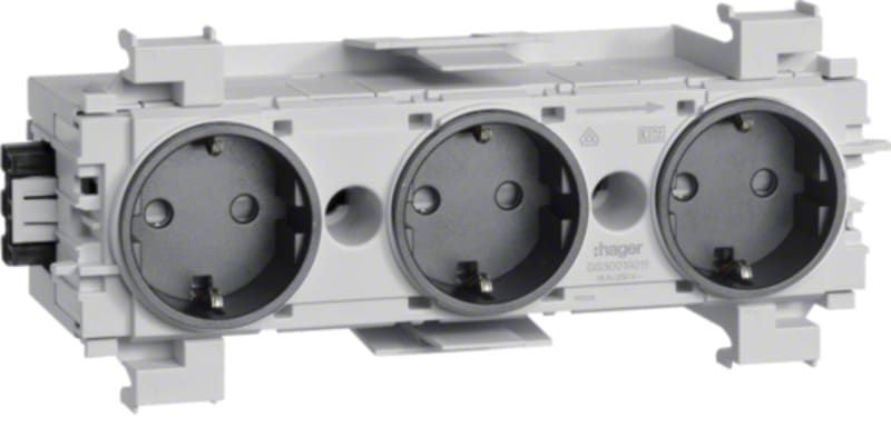 Hager Systemer GS30019011 3-way Socket Outlet Black for BRP