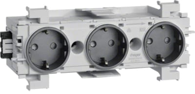 Hager Systemer GS30019011 3-way Socket Outlet Black for BRP